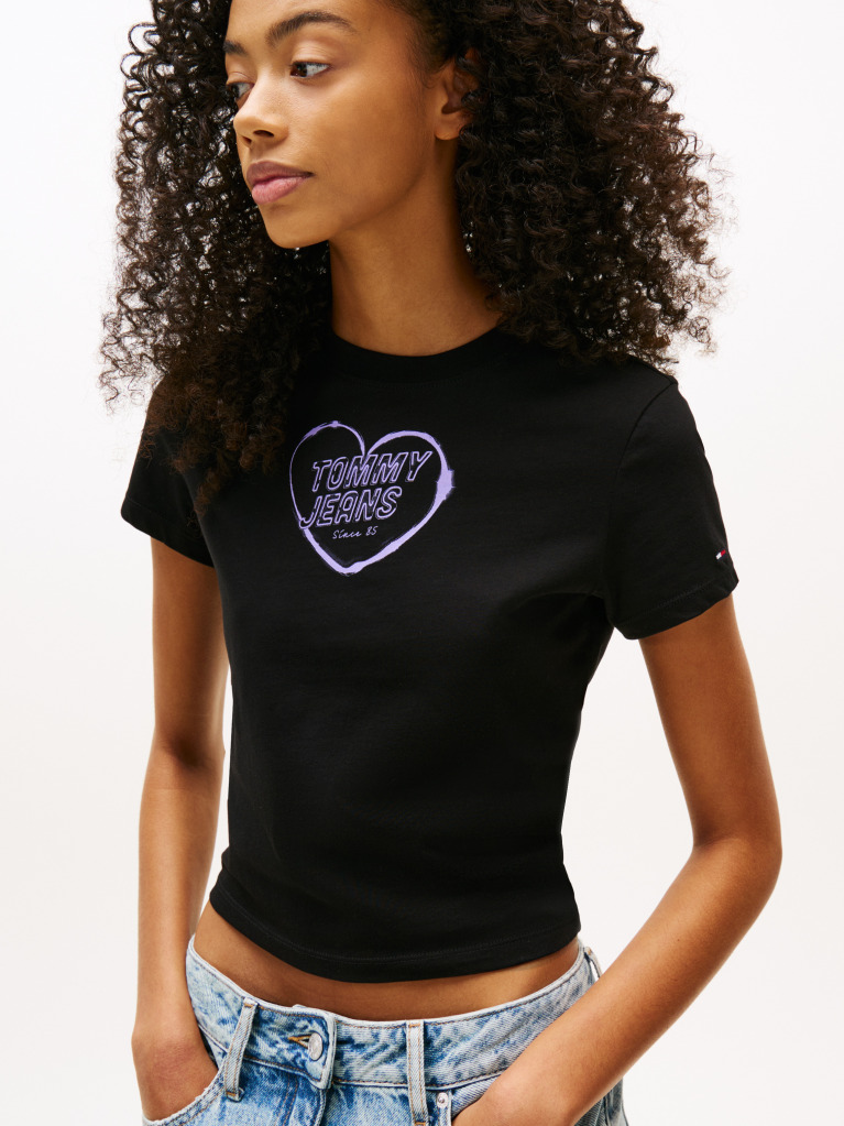 Μαύρο T-Shirt Σε Slim Γραμμή  Γυναίκες