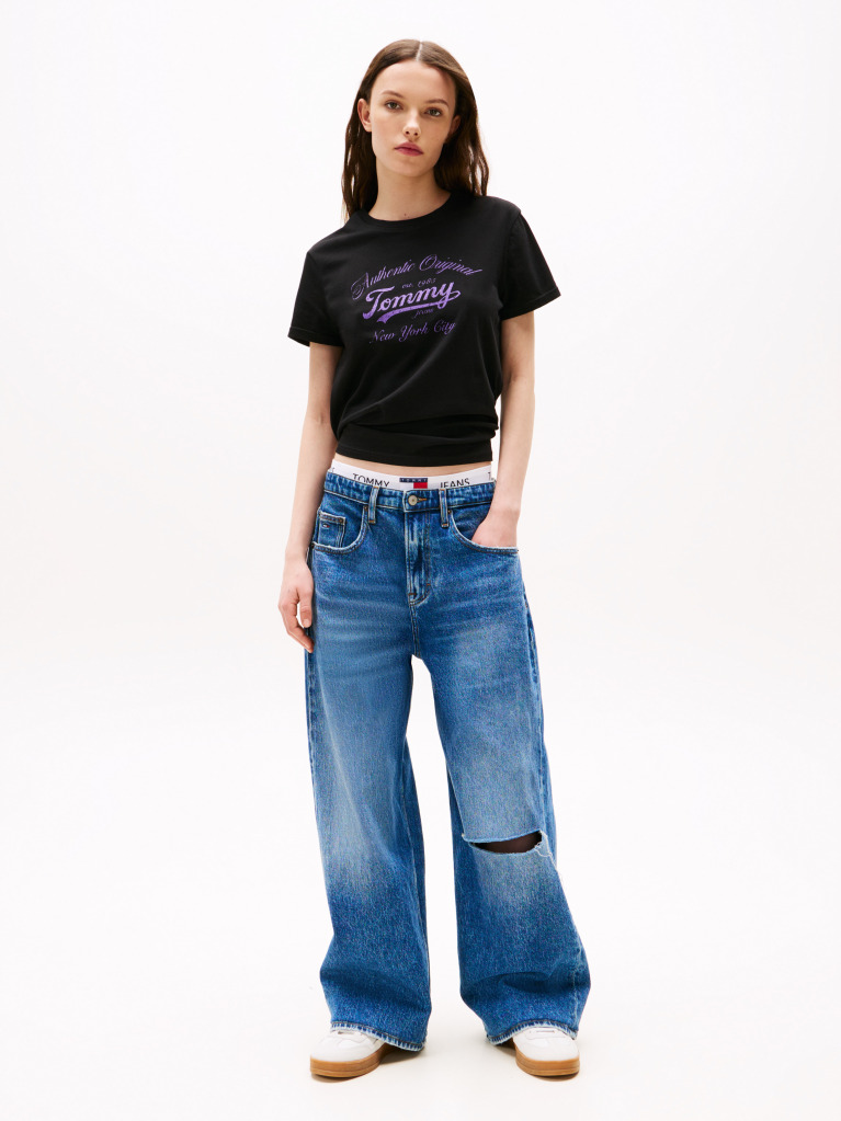 Μαύρο Essential T-Shirt Σε Κανονική Γραμμή Με Λογότυπο  Γυναίκες