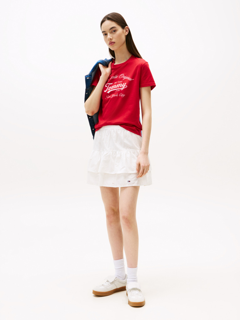 Κόκκινο Essential T-Shirt Σε Κανονική Γραμμή Με Λογότυπο  Γυναίκες
