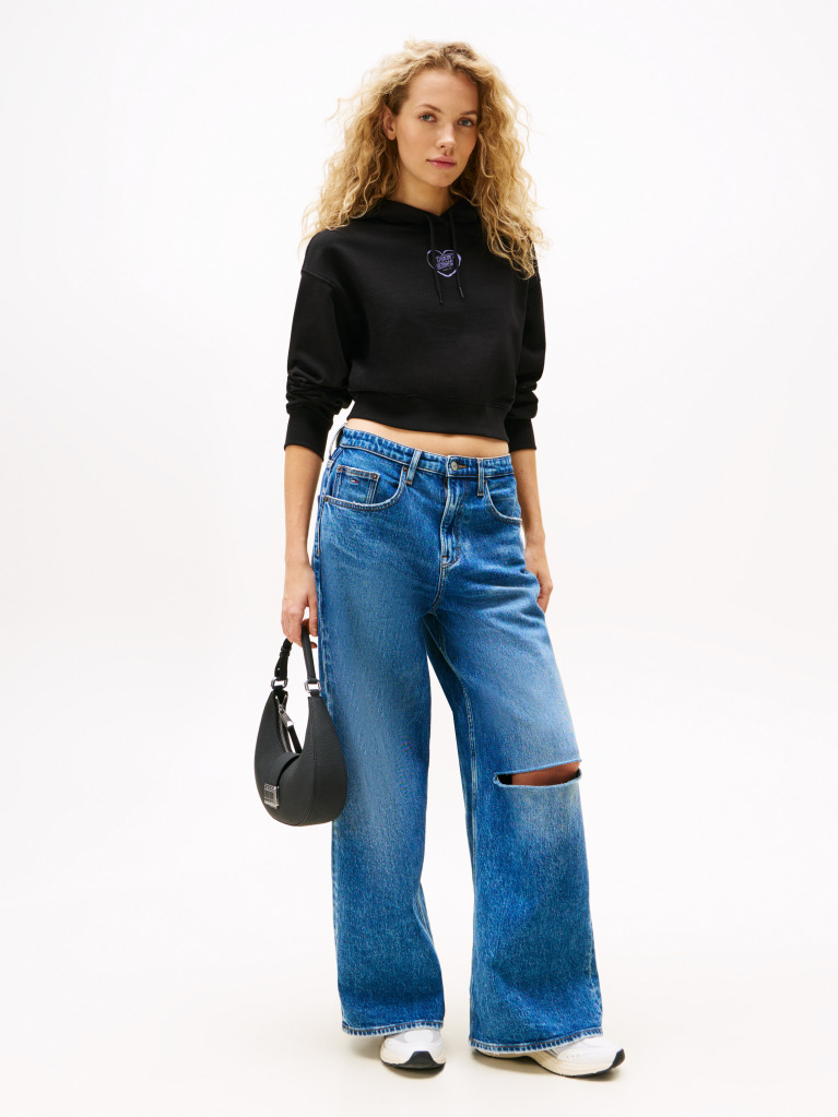 Μαύρο Άνετο Cropped Hoody  Γυναίκες