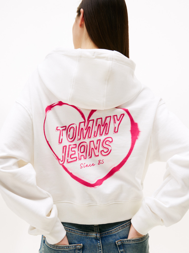 Άσπρο Άνετο Cropped Hoody  Γυναίκες