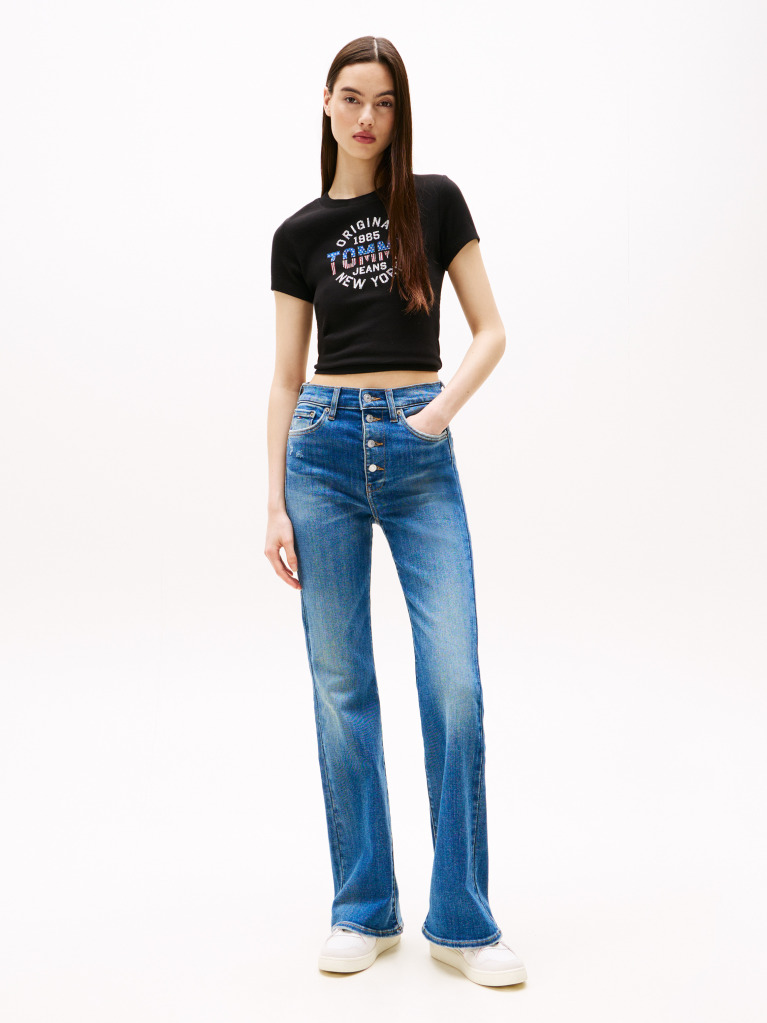 Μαύρο Ριμπ T-Shirt Με Λογότυπο New York Σε Slim Γραμμή  Γυναίκες