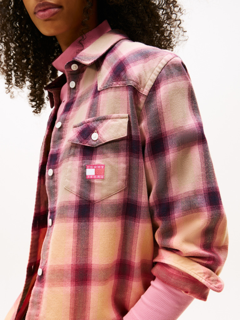 Multi Logo Relaxed Fit Flannel Shirt  Women