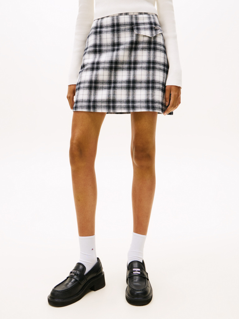 Beige High Rise A-Line Flannel Mini Skirt  Women