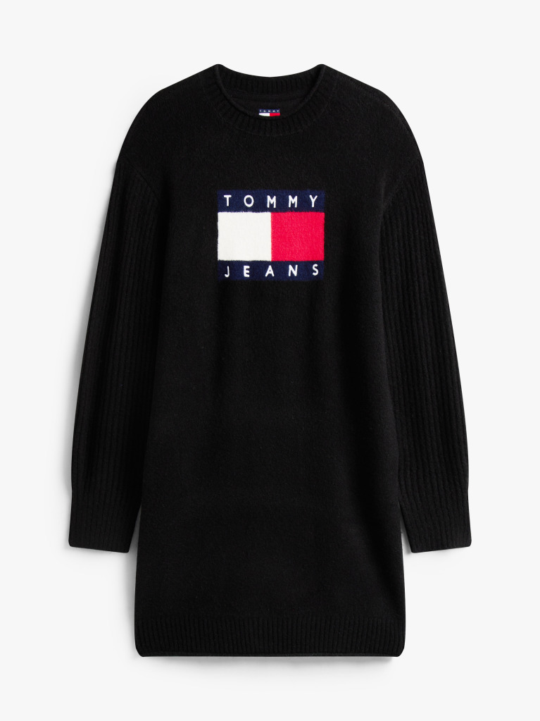 Black Tommy Flag Badge Mini Jumper Dress  Women