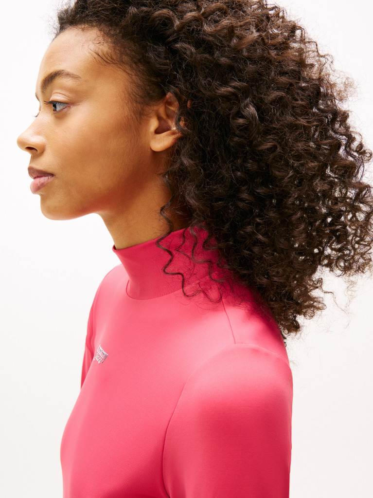 Pink Jersey Long Sleeve Mini Bodycon Dress  Women