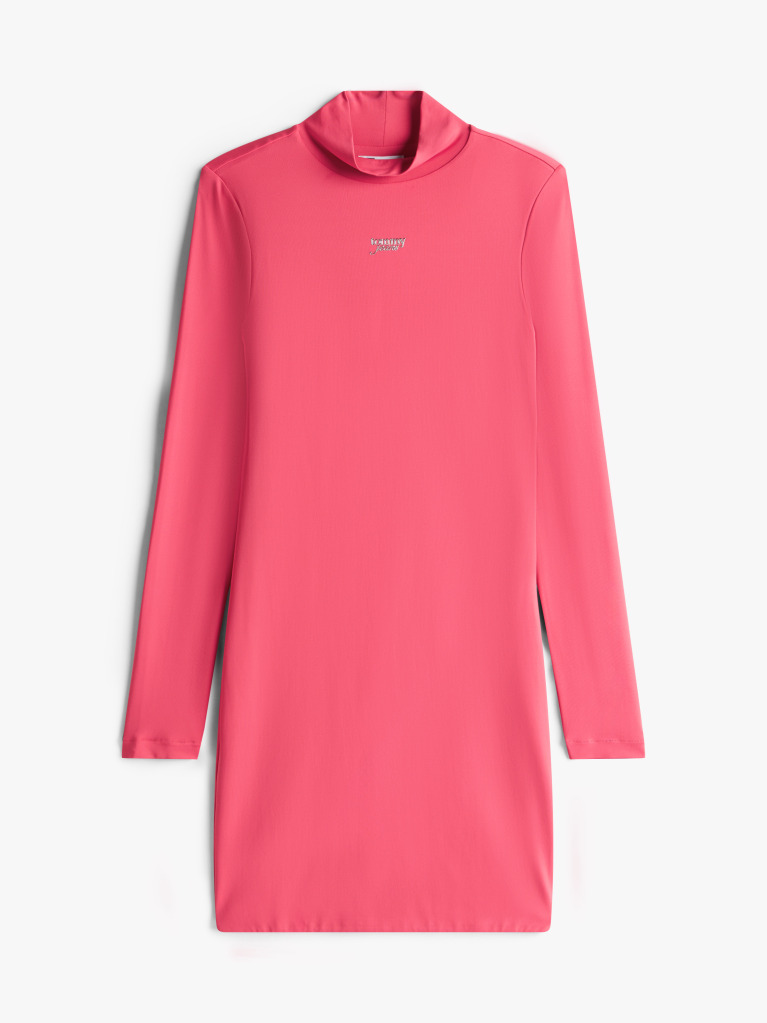 Pink Jersey Long Sleeve Mini Bodycon Dress  Women