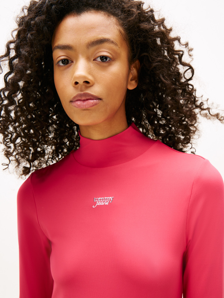 Pink Jersey Long Sleeve Mini Bodycon Dress  Women