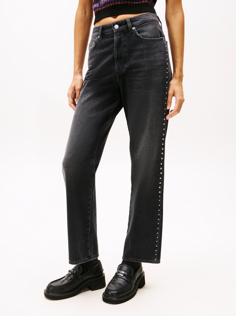 Denim Ψηλόμεσο Μαύρο Τζιν Με Καρφιά  Γυναίκες