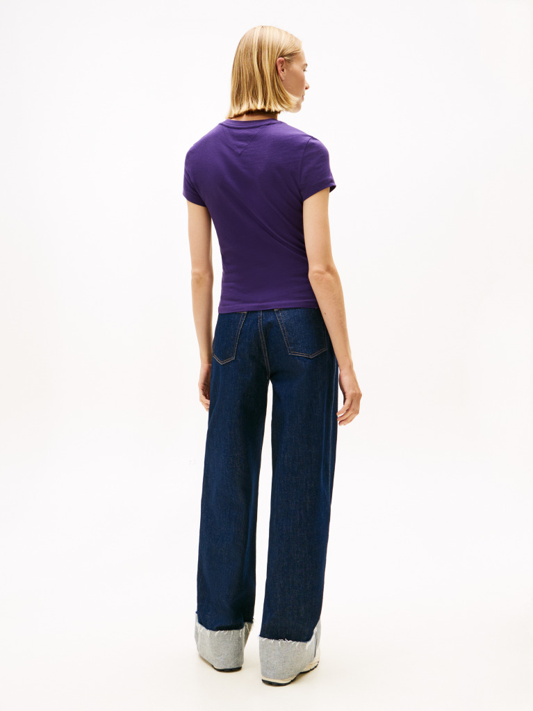 Μωβ Slim T-Shirt Με Linear Σχέδιο  Γυναίκες