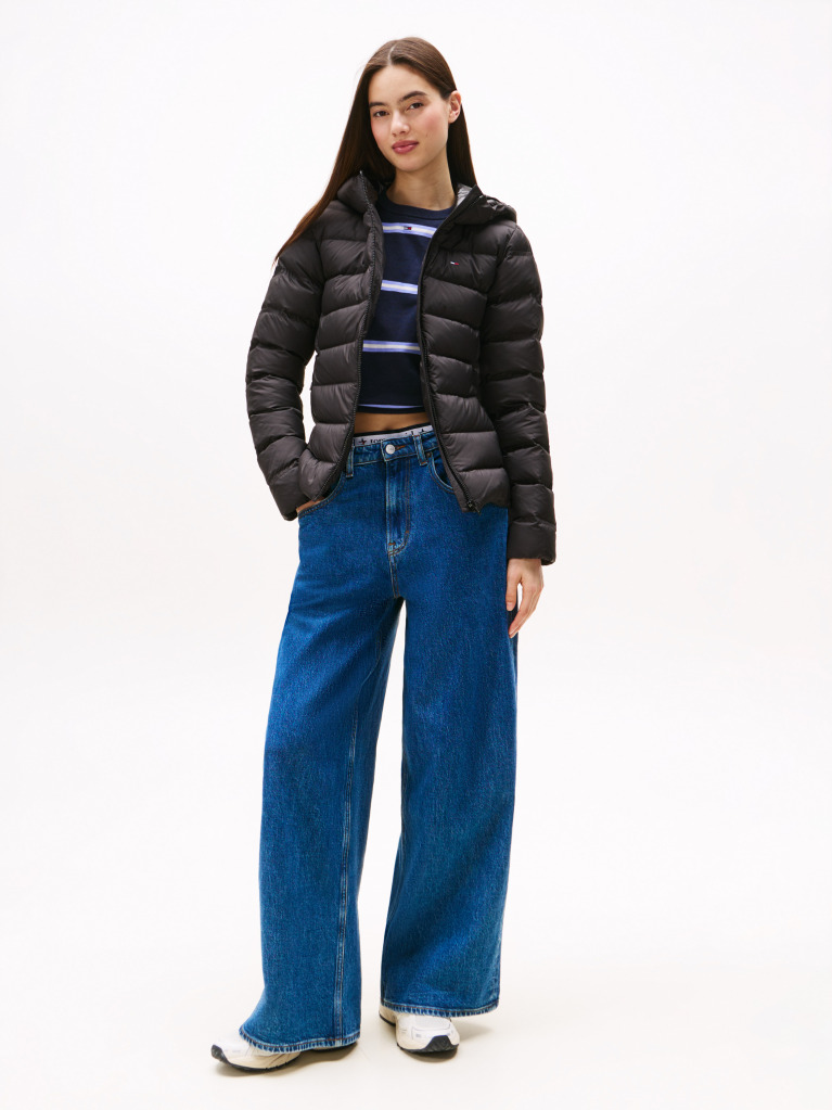 Black Hooded Down Puffer Jacket  Women
