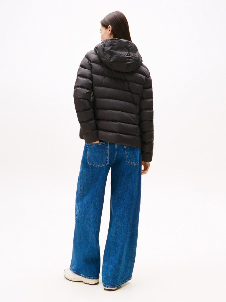 Black Hooded Down Puffer Jacket  Women