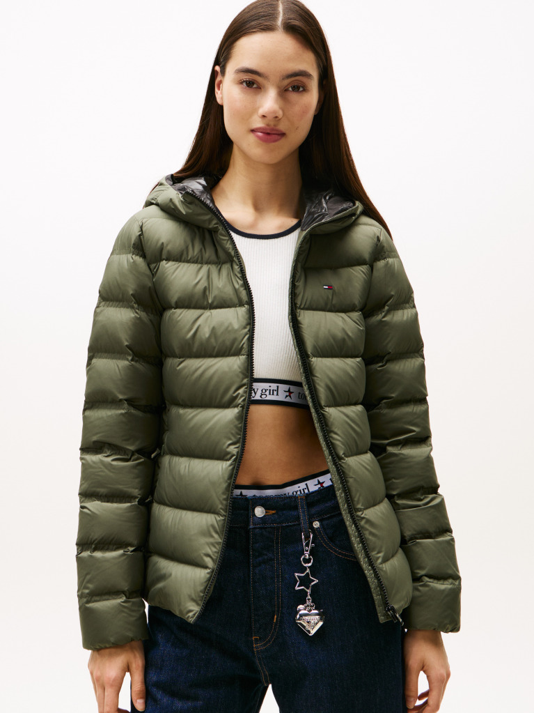 Green Hooded Down Puffer Jacket  Women