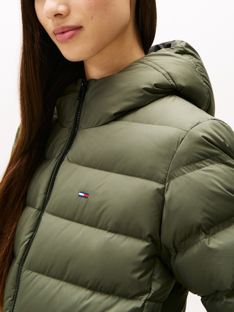 Green Hooded Down Puffer Jacket  Women