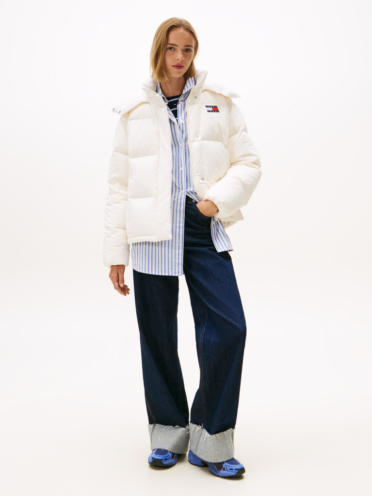 White Down Hooded Alaska Puffer Jacket  Women