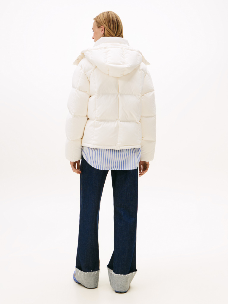 White Down Hooded Alaska Puffer Jacket  Women