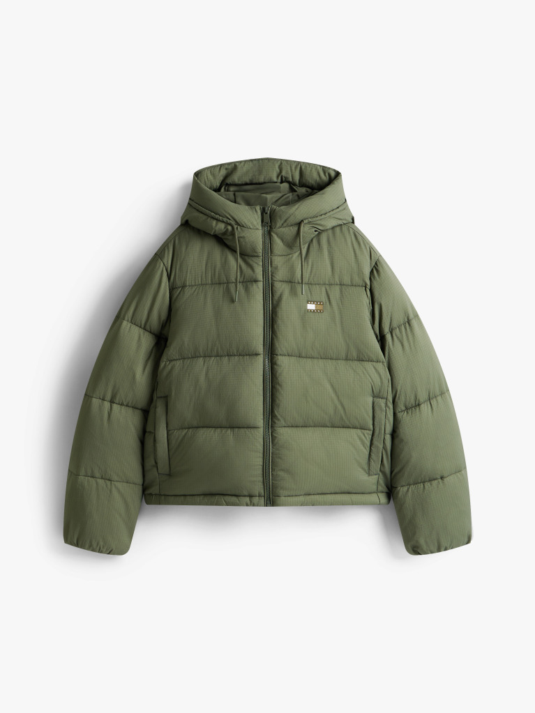 Green Water Repellent Ripstop Hooded Puffer Jacket  Women