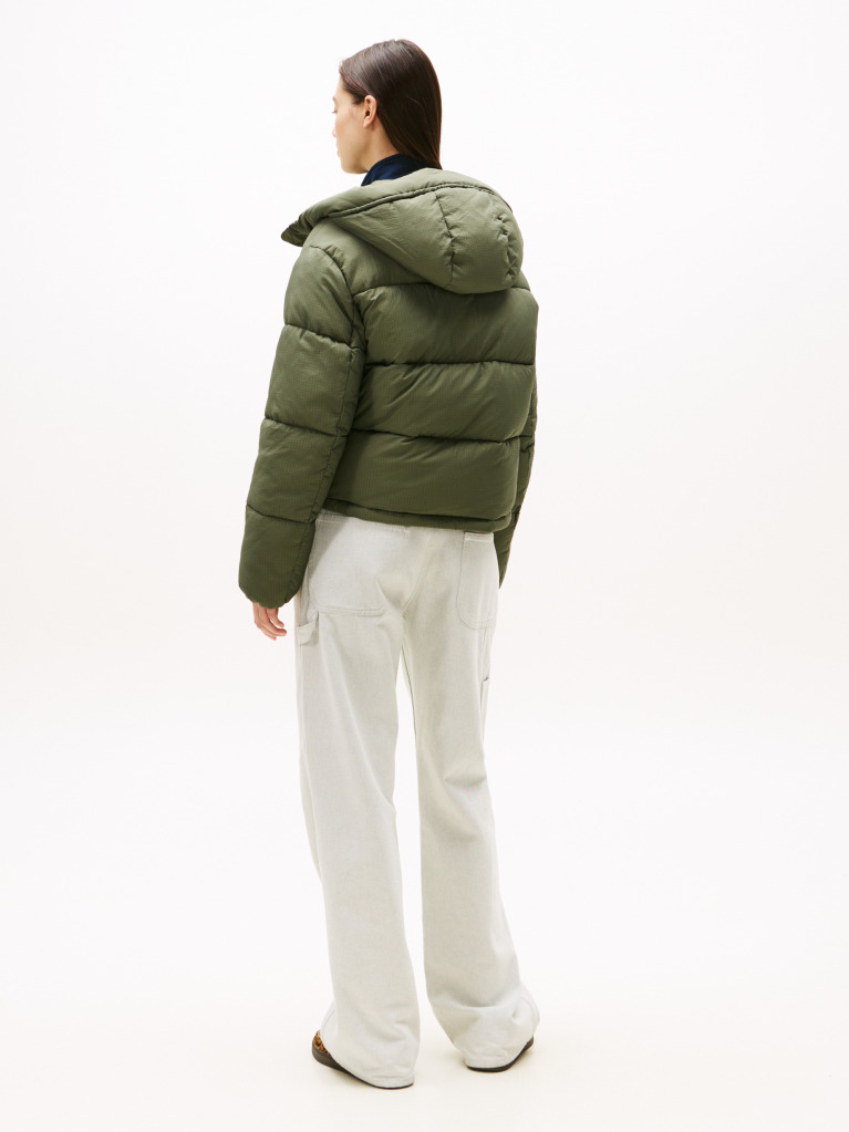 Green Water Repellent Ripstop Hooded Puffer Jacket  Women