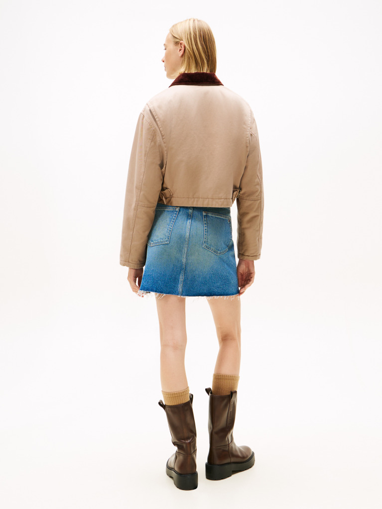 Μπεζ Cropped Τζάκετ Με Appliqué Λογότυπο Και Επένδυση  Γυναίκες