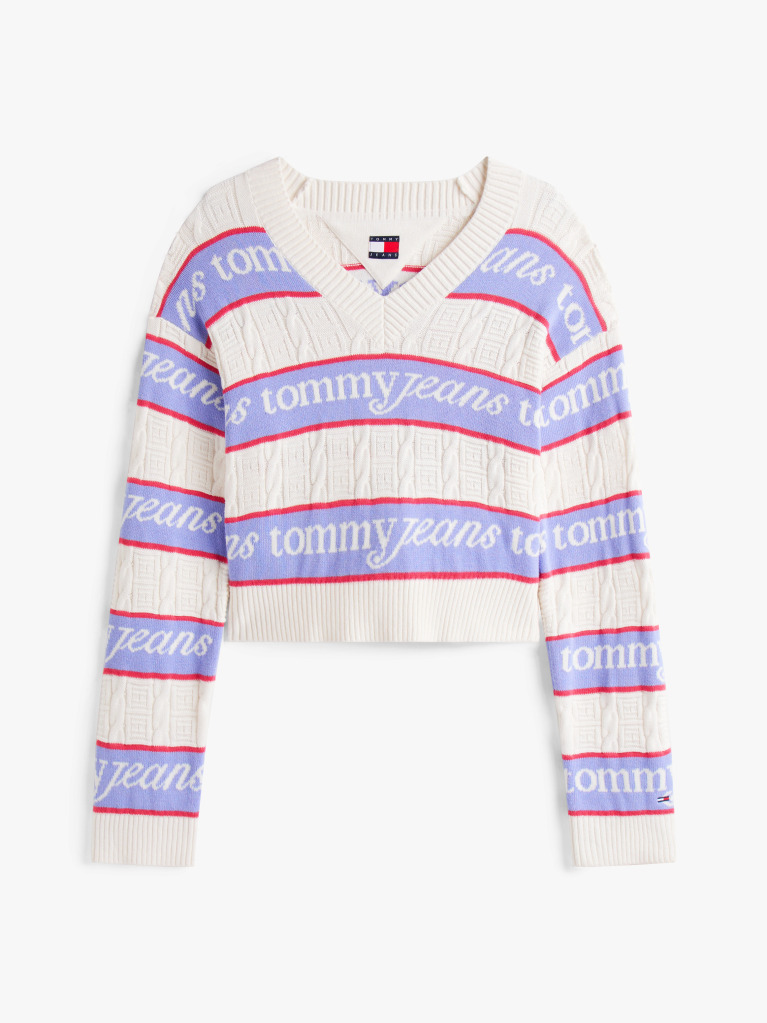 Multi Tommy Flag Relaxed Logo Stripe Jumper  Women