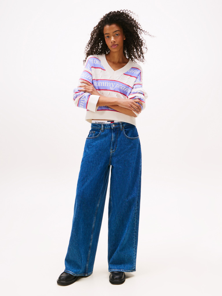 Multi Tommy Flag Relaxed Logo Stripe Jumper  Women