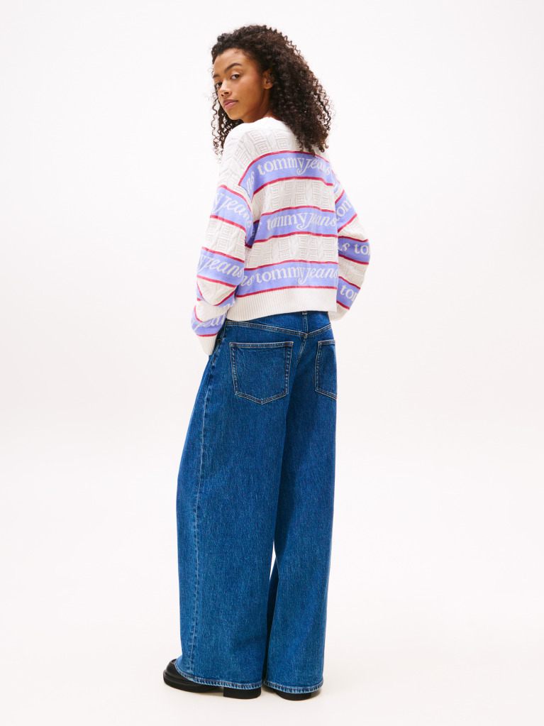 Multi Tommy Flag Relaxed Logo Stripe Jumper  Women