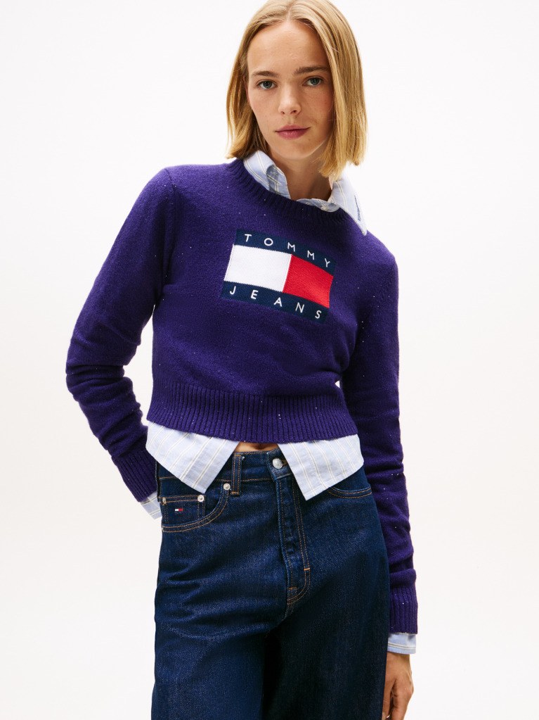 Purple Tommy Flag Sequin Slim Jumper  Women