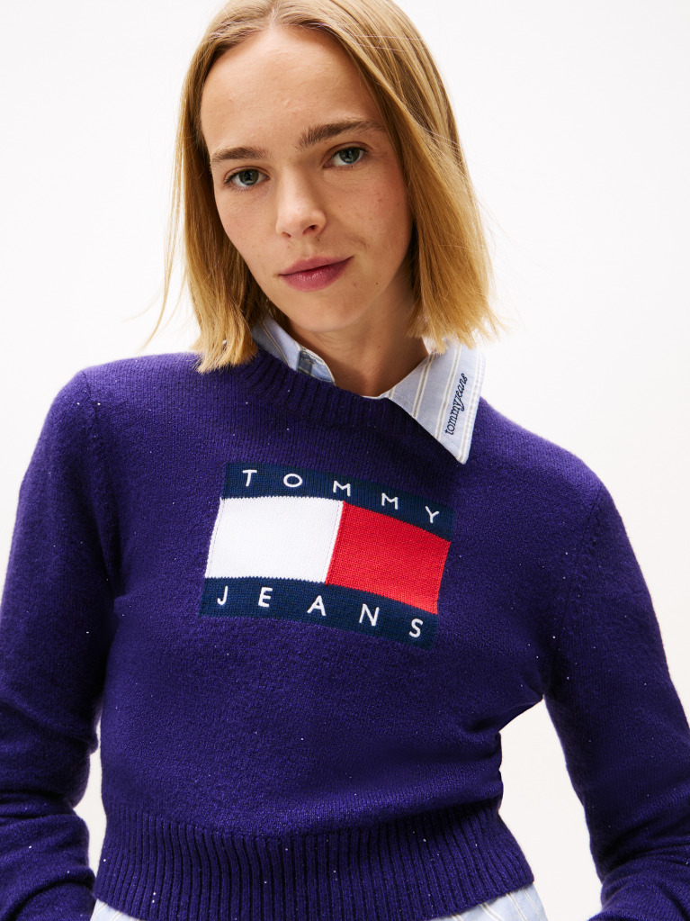 Purple Tommy Flag Sequin Slim Jumper  Women