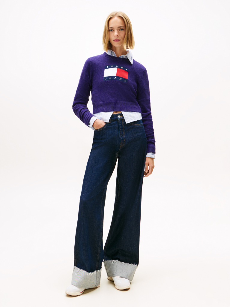 Purple Tommy Flag Sequin Slim Jumper  Women