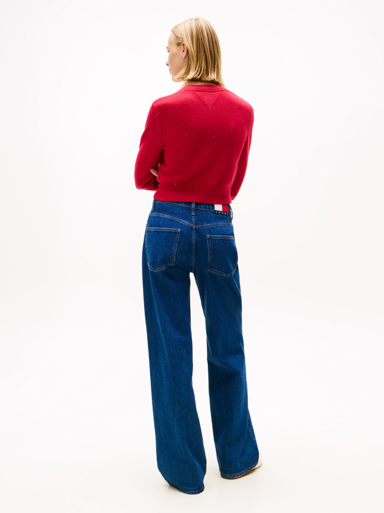 Red Tommy Flag Sequin Slim Jumper  Women