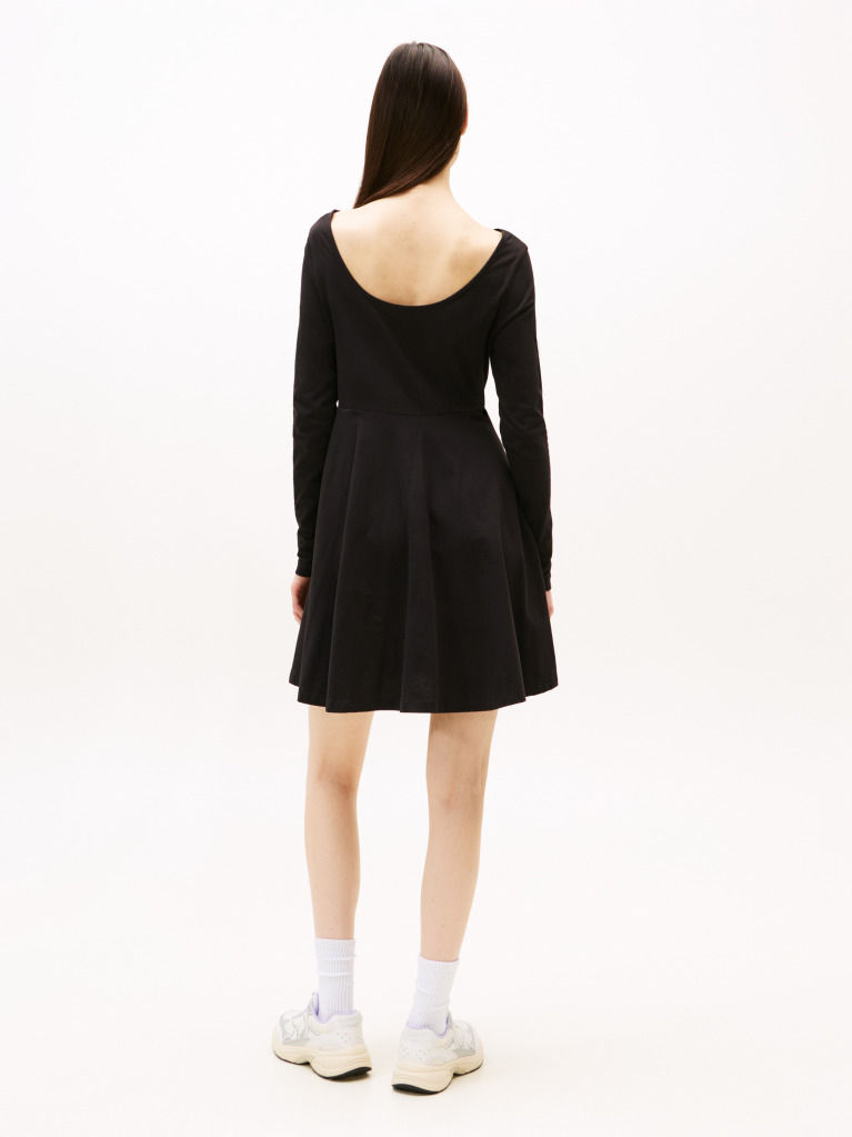 Black Pleated Fit And Flare Mini Dress  Women