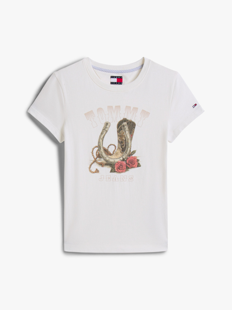 Άσπρο T-Shirt Σε Slim Γραμμή Με Σχέδιο  Γυναίκες