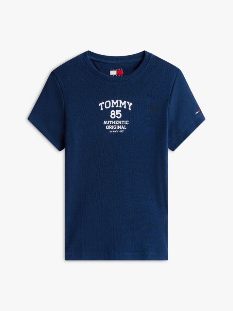 Blue Logo Ribbed Slim T-Shirt  Women