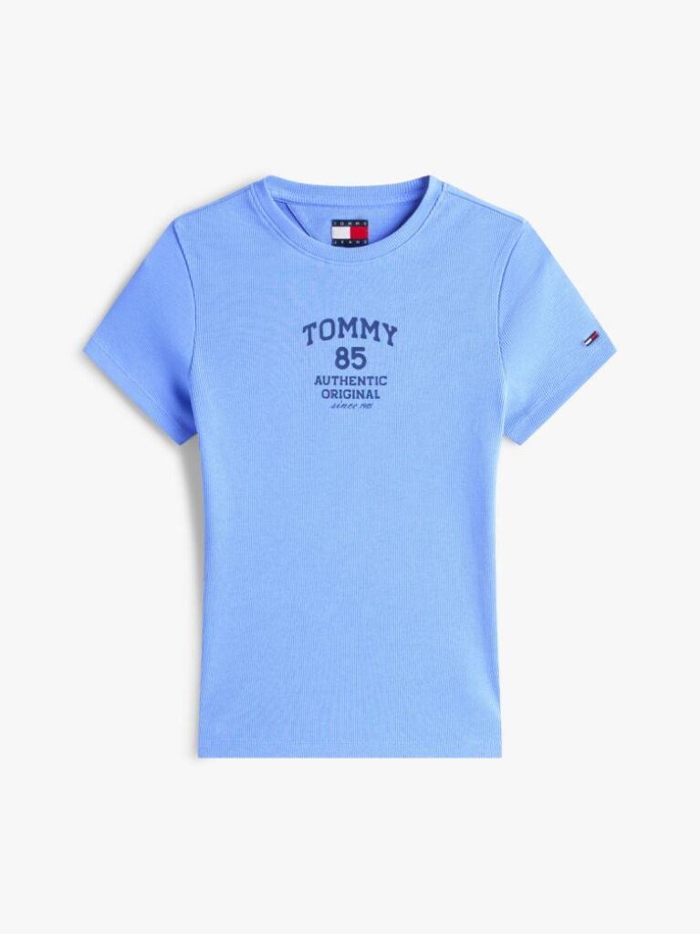 Blue Logo Ribbed Slim T-Shirt  Women