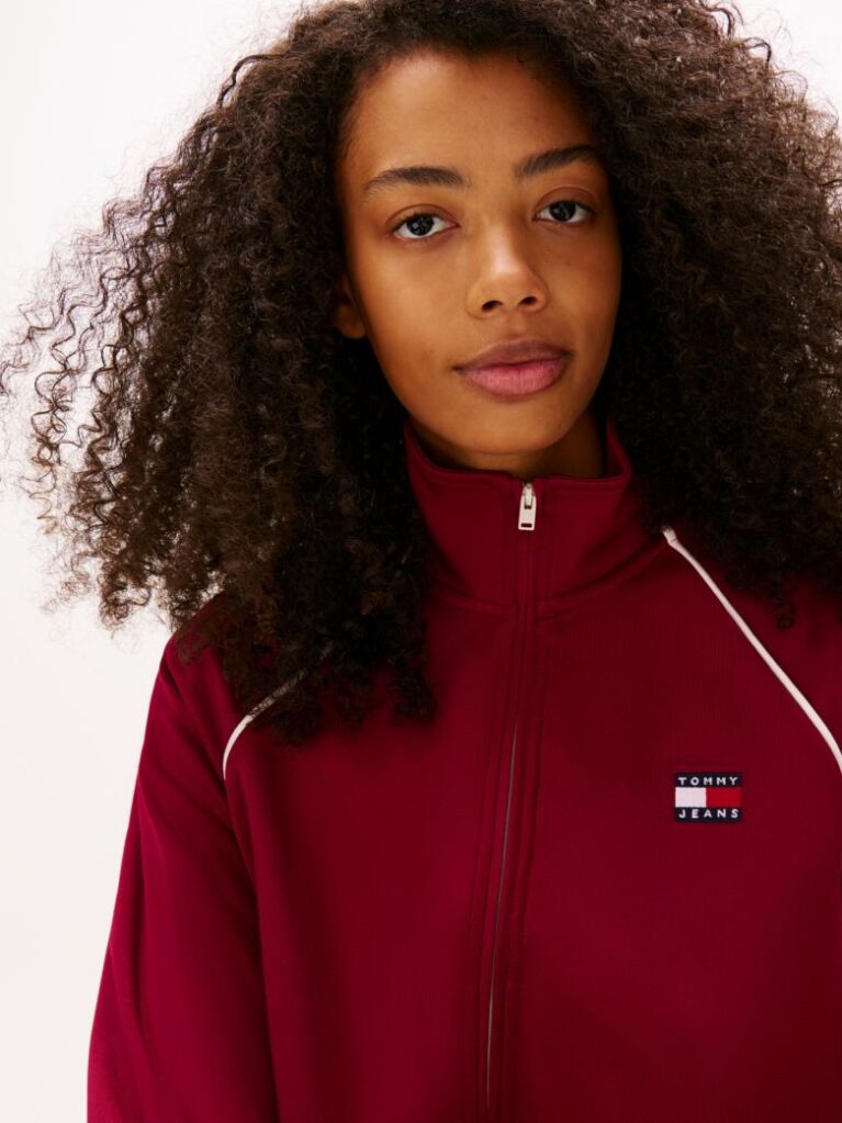 Pink Tommy Badge Interlock Knit Track Jacket  Women