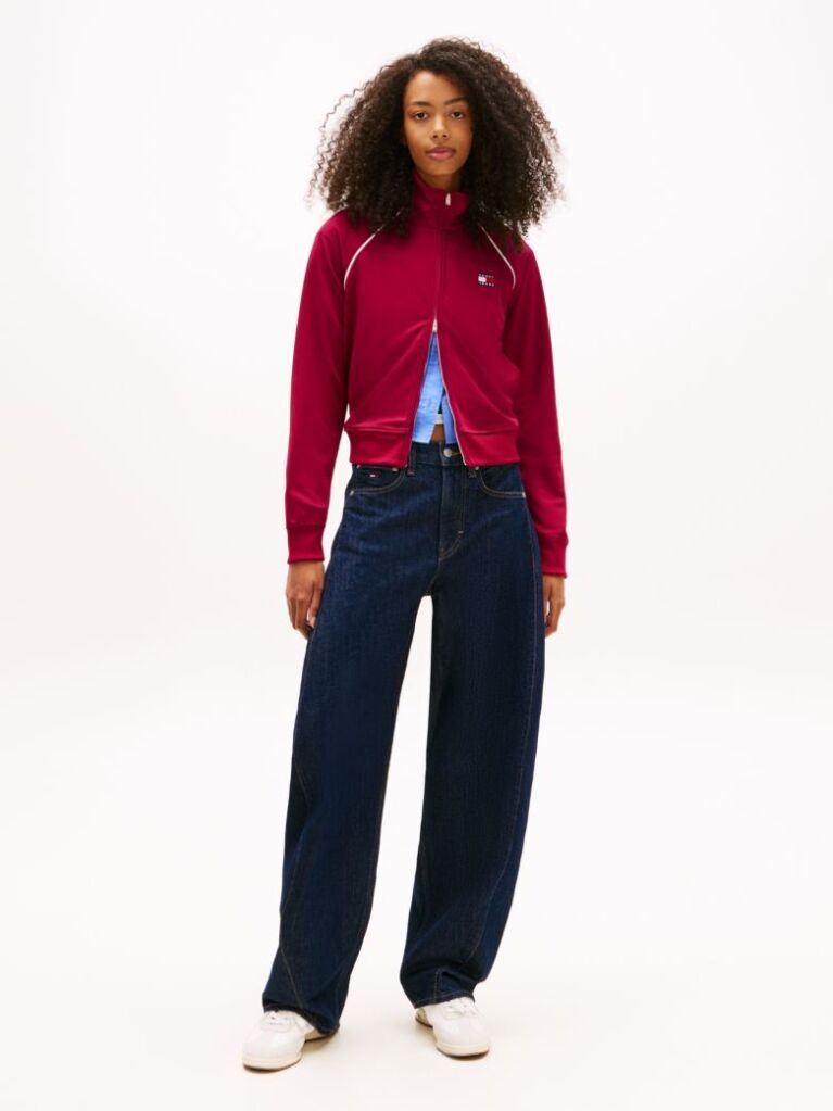 Pink Tommy Badge Interlock Knit Track Jacket  Women