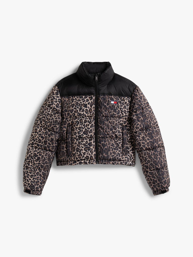 Multi Leopard Ripstop Relaxed Cropped Puffer Jacket  Women