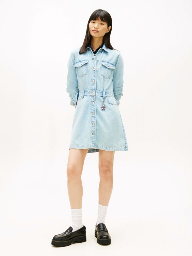 Denim Μίνι Denim Φόρεμα Με Ξεθωριασμένο Φινίρισμα  Γυναίκες