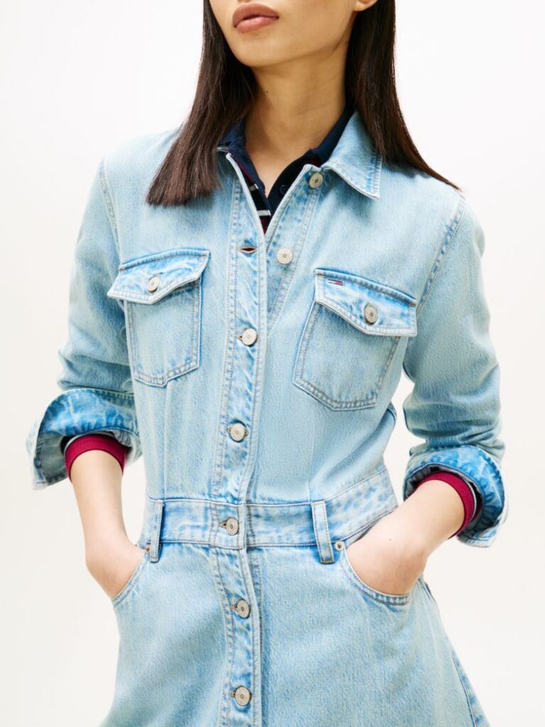 Denim Μίνι Denim Φόρεμα Με Ξεθωριασμένο Φινίρισμα  Γυναίκες