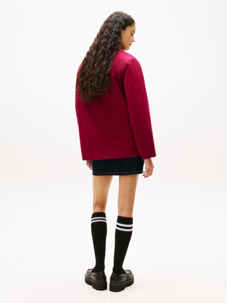 Pink Corduroy Collar Twill Utility Jacket  Women