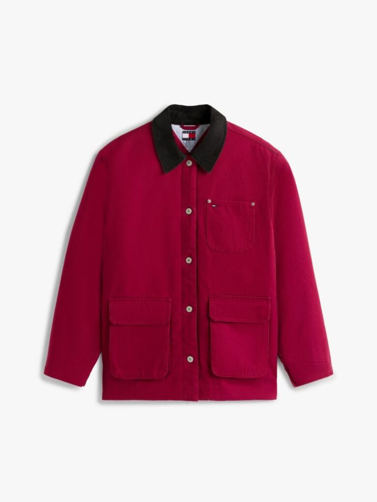 Pink Corduroy Collar Twill Utility Jacket  Women