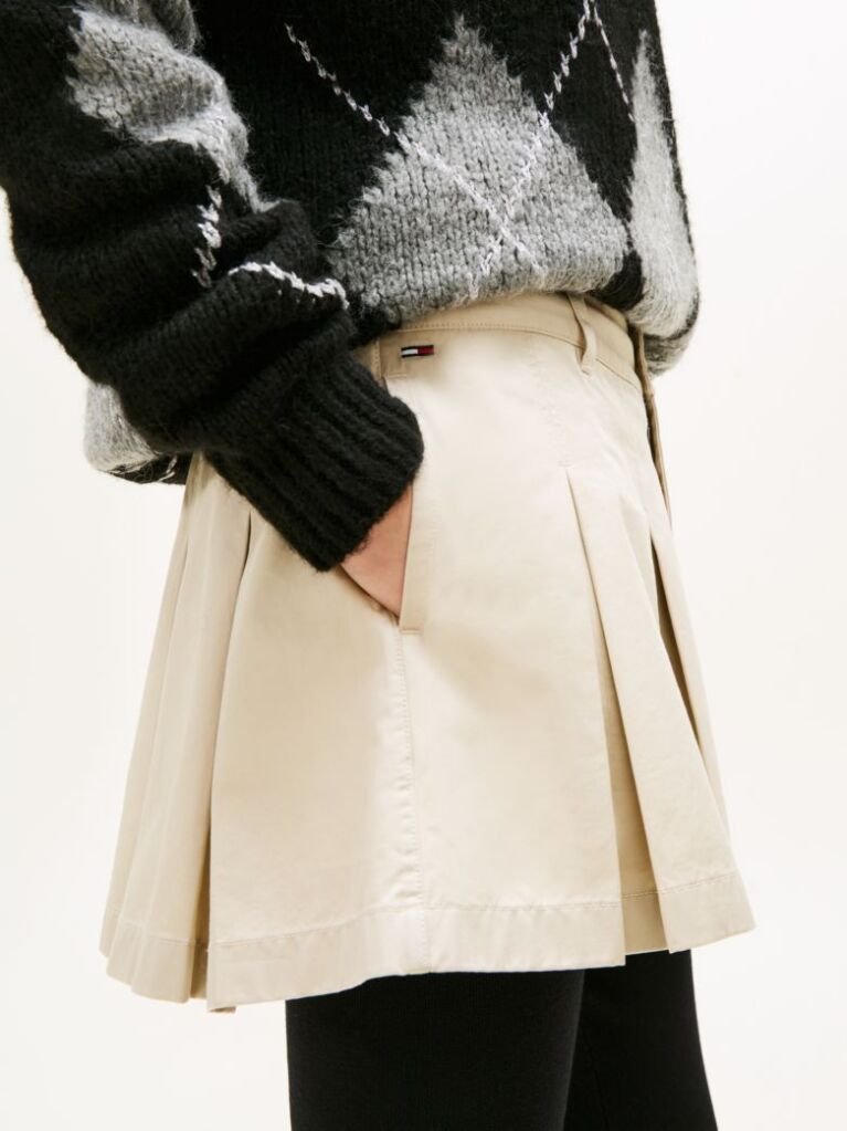 Beige Pleated Mini Skirt  Women