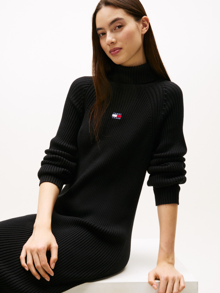 Black Tommy Badge Maxi Jumper Dress  Women