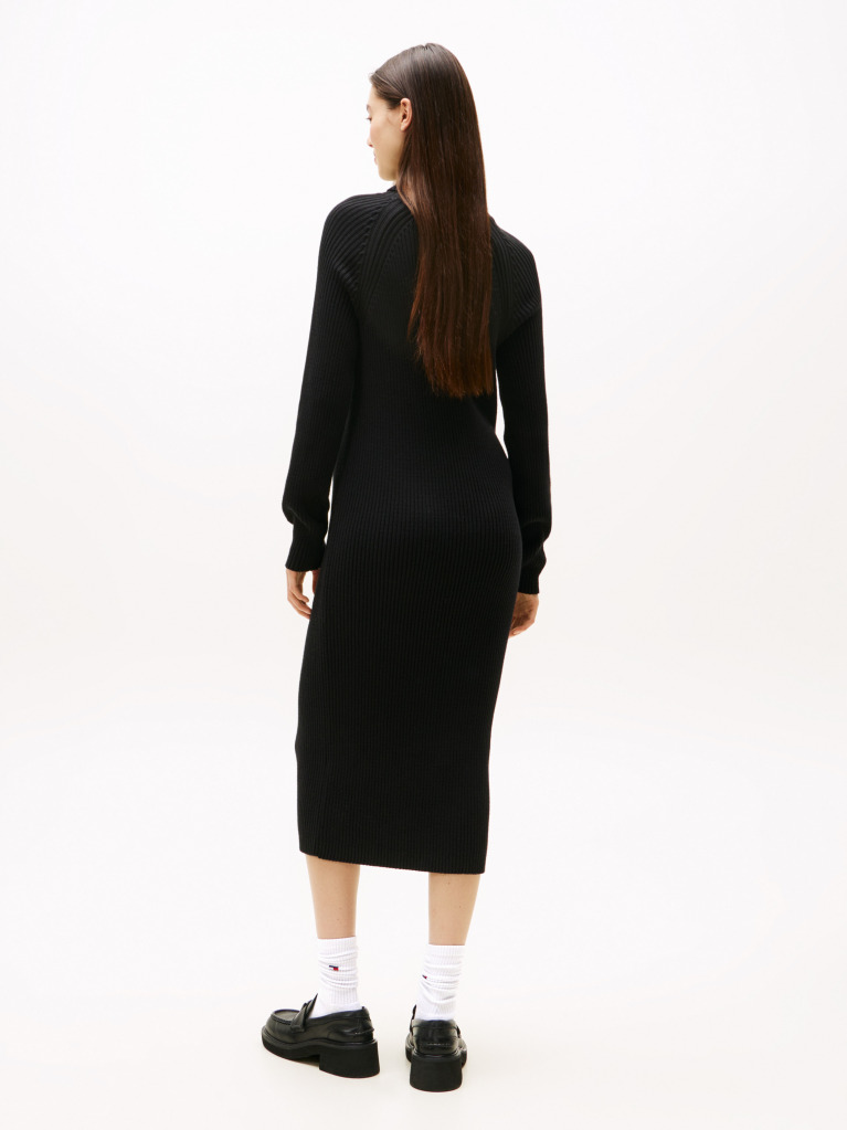 Black Tommy Badge Maxi Jumper Dress  Women