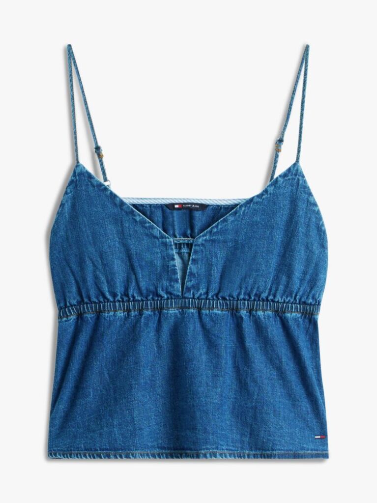 Denim Chambray Spaghetti Strap Slim V-Neck Top  Women