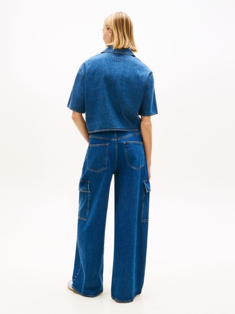 Denim Relaxed Fit Chambray Cropped Shirt  Women