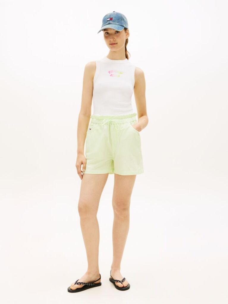 Green Linen Blend Five-Pocket Shorts  Women