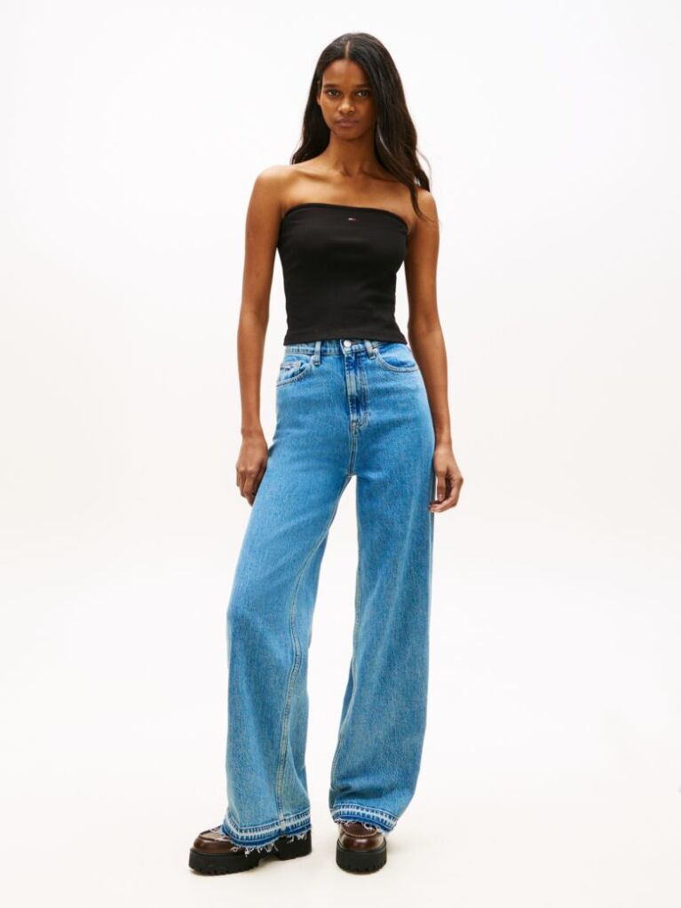Black Ribbed Slim Bandeau Top  Women