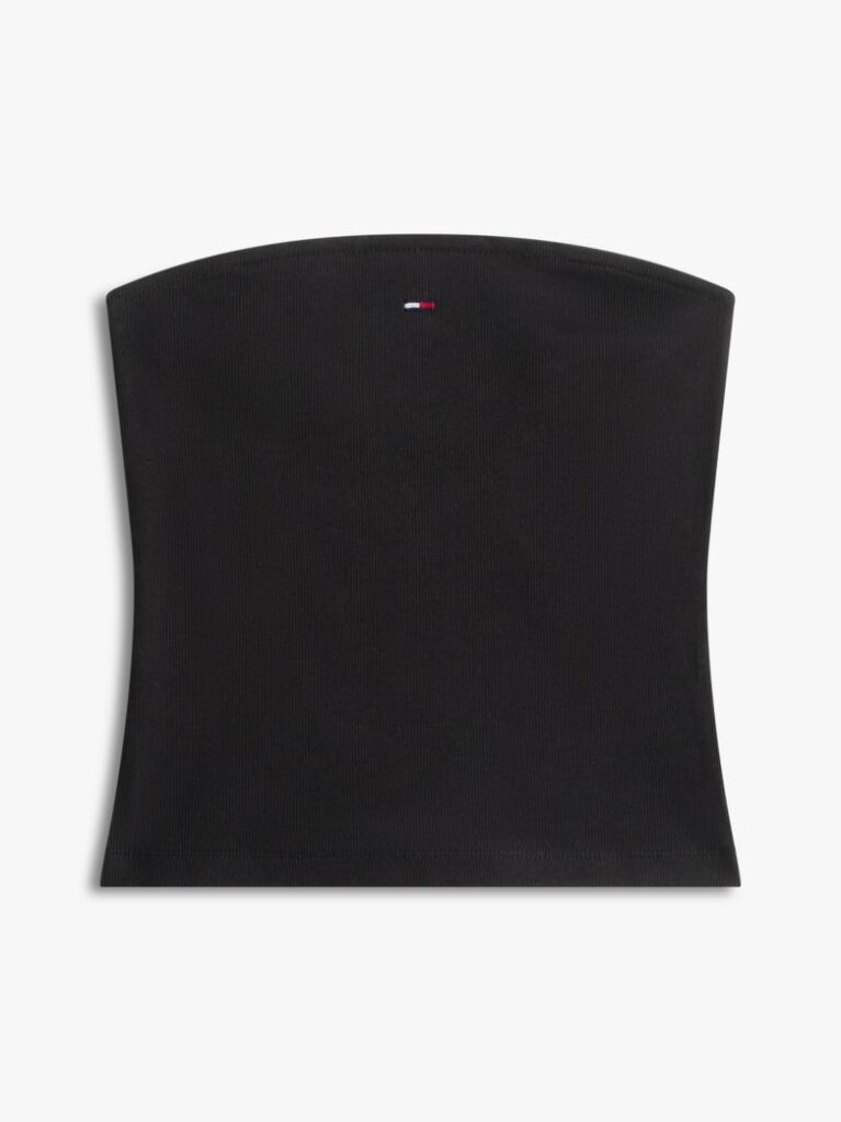 Black Ribbed Slim Bandeau Top  Women