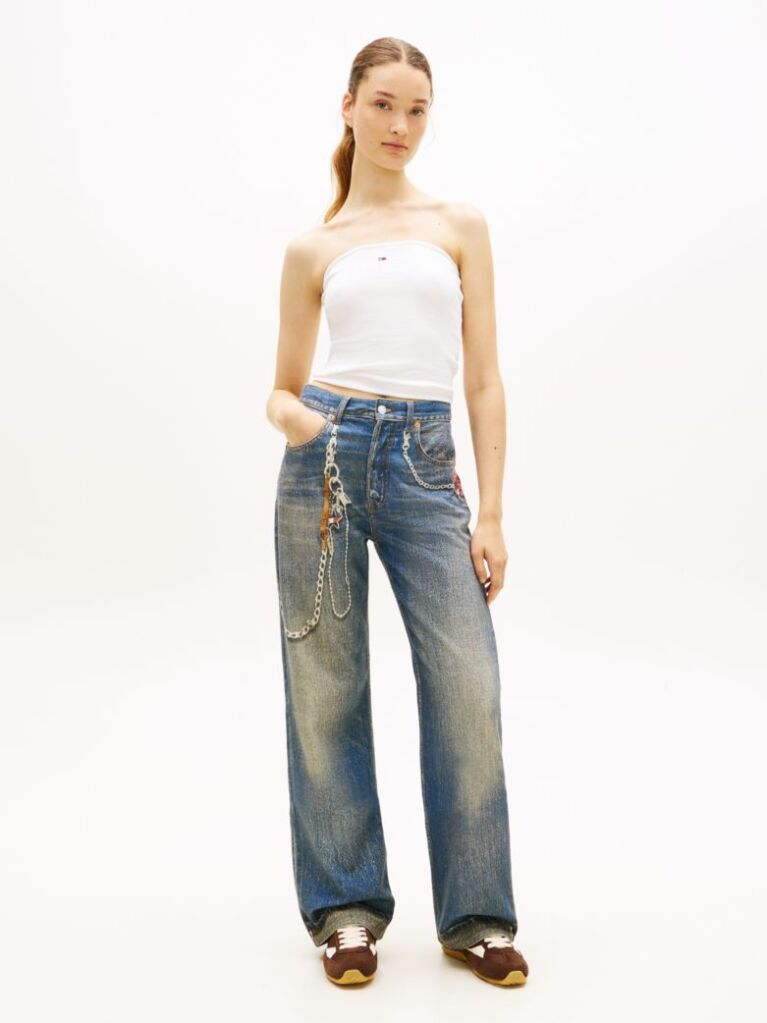 White Ribbed Slim Bandeau Top  Women